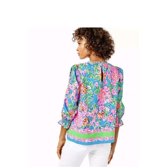 Lilly Pulitzer Womens Rose To The Occasion Trista Blouse Top Large - Picture 2 of 8